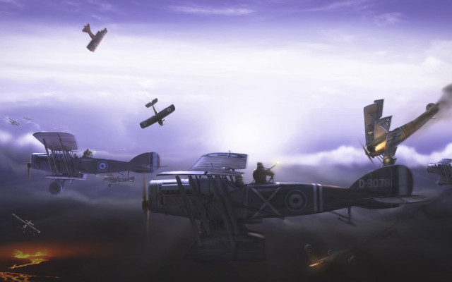 Planes cloudy sky person standing free wallpaper - medium preview image