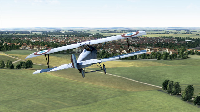 Small airplane green field town free wallpaper - medium preview image