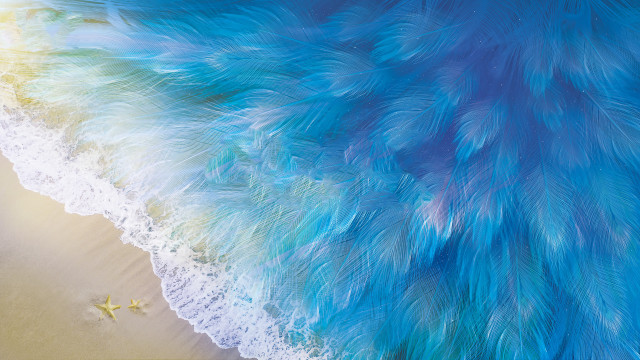 Beach wave starfish sand digital free wallpaper - medium preview image
