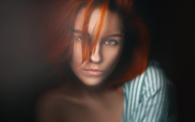 Anka zhuravleva redhair blueeyes serious free wallpaper - medium preview image
