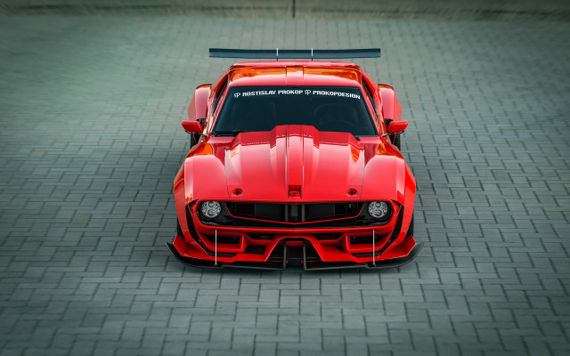Red sports car brick road #12 free wallpaper - medium preview image