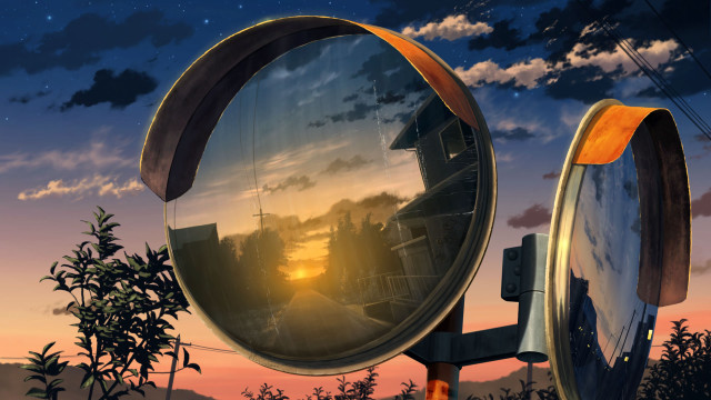 Sunset reflection mirror kyoto urban free wallpaper - medium preview image