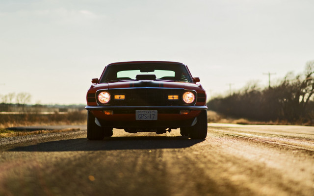 Red car rural road forest free wallpaper - medium preview image