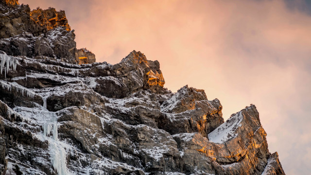 Mountain waterfall cloudy sky cityscape free wallpaper - medium preview image