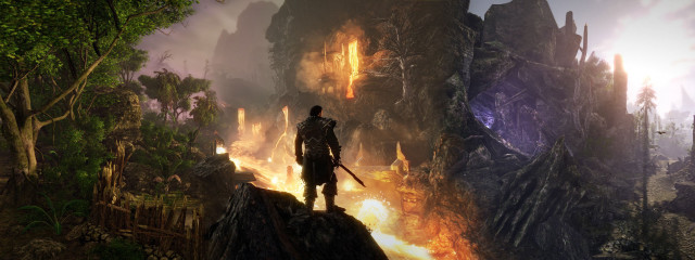 Man cliff fantasy sword fire free wallpaper - medium preview image