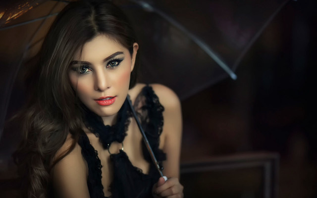 Gothic black dress umbrella red free wallpaper - medium preview image