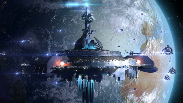 Futuristic space station planet moon #2 free wallpaper - medium preview image