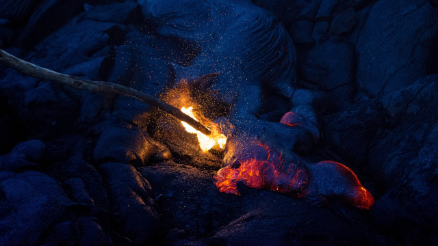 Cave fire lava rocks primitivism free wallpaper - medium preview image