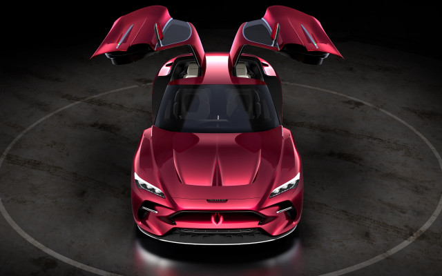 Red sports car hood open free wallpaper - medium preview image