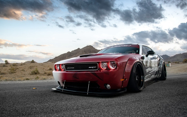 Red sports car desert cloudy free wallpaper - medium preview image