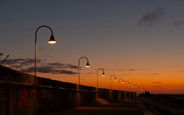 Street lights wall sunset clouds free wallpaper - medium preview image