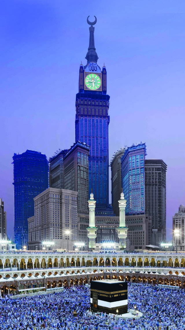 Crowd building clocktower nighttime large free wallpaper - medium preview image