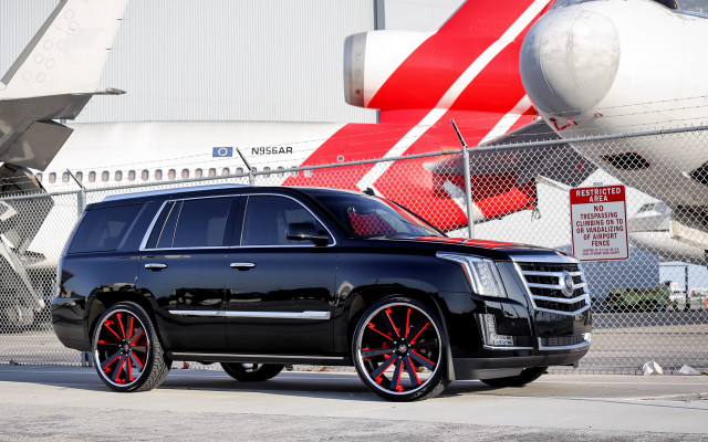 Black suv plane airport red free wallpaper - medium preview image