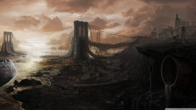 City bridge bird ground cloudy free wallpaper - medium preview image