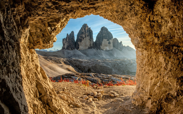 Cave mountain view blue sky free wallpaper - medium preview image