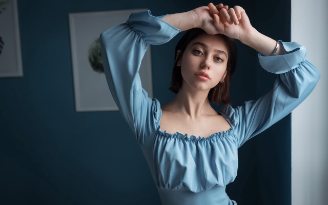 Elina karimova rococo blue dress free wallpaper - medium preview image