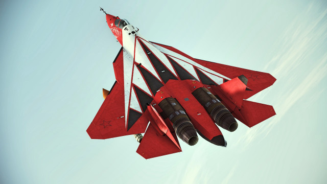 Red white fighter jet sky free wallpaper - medium preview image