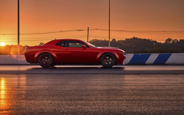 Red car sunset drive mosaic free wallpaper - medium preview image