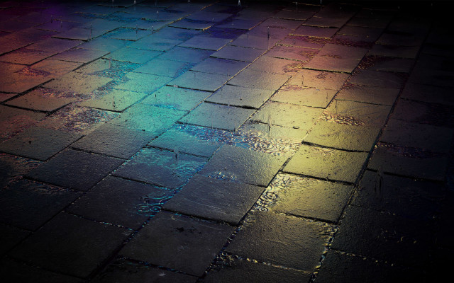 Brick sidewalk rainbow light bench free wallpaper - medium preview image