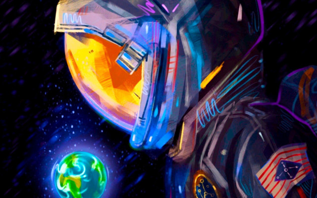Space suit astronaut glowing earth free wallpaper - medium preview image