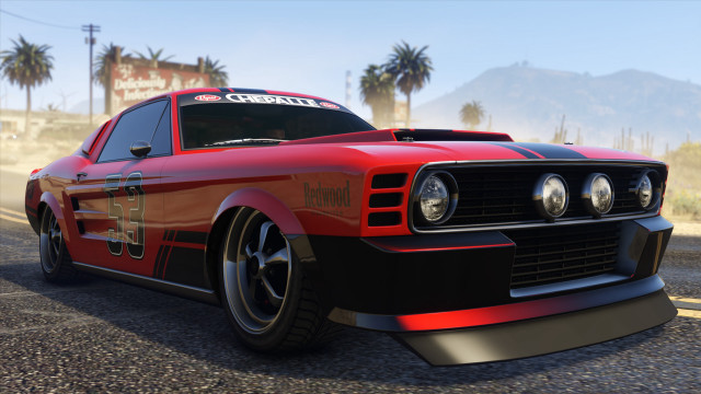 Red car black stripe driving free wallpaper - medium preview image