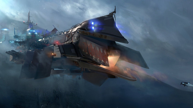 Futuristic ship aircraft fighter jet free wallpaper - medium preview image