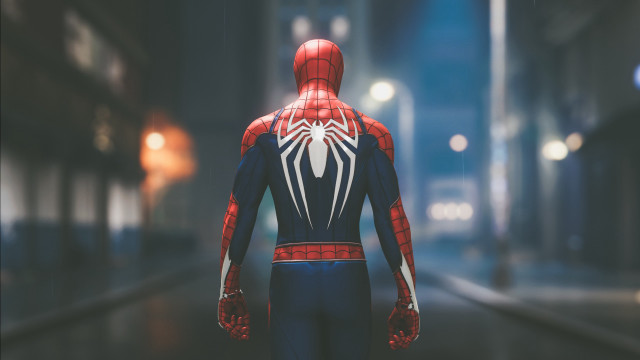 Spiderman dark alley night photorealism free wallpaper - medium preview image