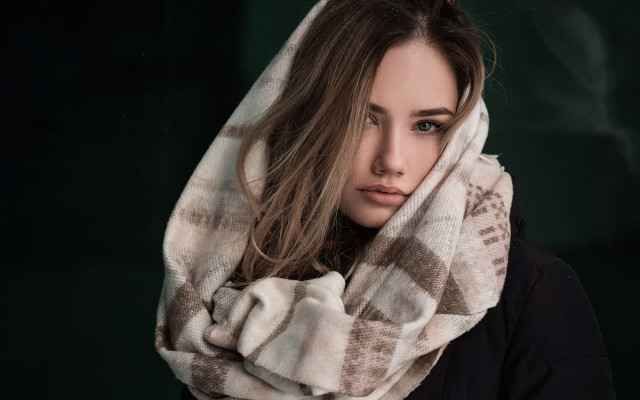 Woman scarf cigarette black background free wallpaper - medium preview image