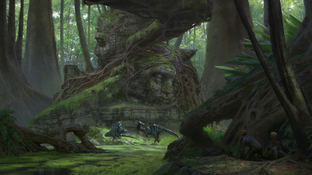 Fantasy forest horseman animals moss free wallpaper - medium preview image