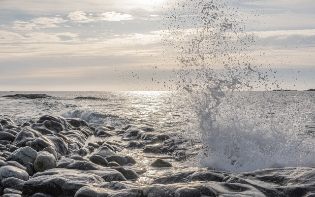 Wave crash beach sunset ocean free wallpaper - medium preview image