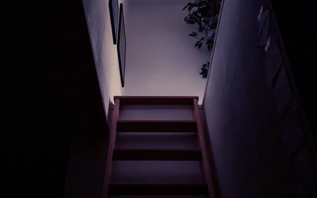 Staircase plant dark room light free wallpaper - medium preview image