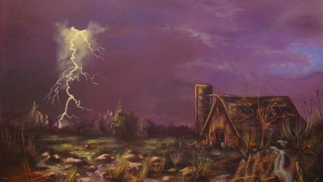 House field lightning sky foreground free wallpaper - medium preview image
