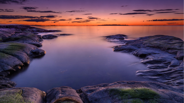 Sunset water rocks clouds mystical #2 free wallpaper - medium preview image