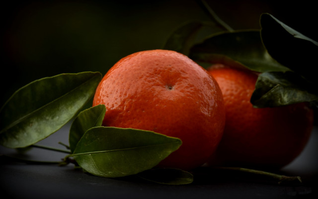 Oranges leaves black background food free wallpaper - medium preview image
