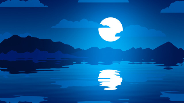 Blue mountain lake white circle free wallpaper - medium preview image