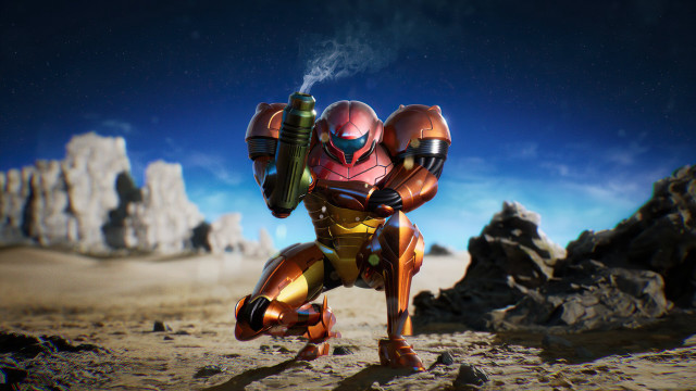 Robot rocky surface gun astronaut free wallpaper - medium preview image