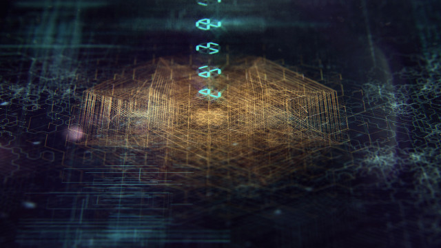 Blurry cube hologram cityscape rain free wallpaper - medium preview image