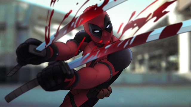 Deadpool sword blood city action free wallpaper - medium preview image
