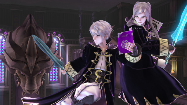 Animated characters purple box dark free wallpaper - medium preview image
