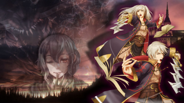 Anime couple castle lightning background free wallpaper - medium preview image