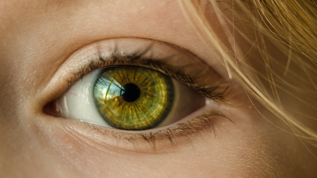 Green eye blonde hair macro free wallpaper - medium preview image