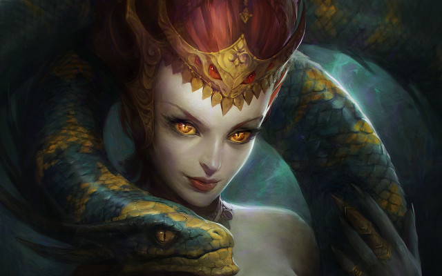 Woman snake crown fantasy art free wallpaper - medium preview image