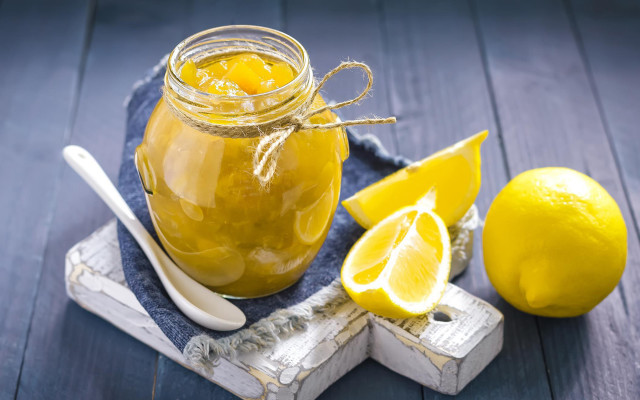 Lemonade jar spoon lemons table free wallpaper - medium preview image