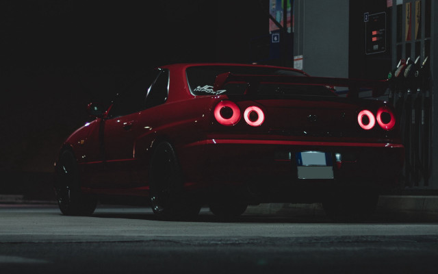 Red car headlights parking night free wallpaper - medium preview image