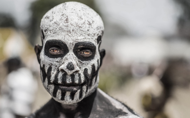 Skeleton face paint neo primitivism free wallpaper - medium preview image