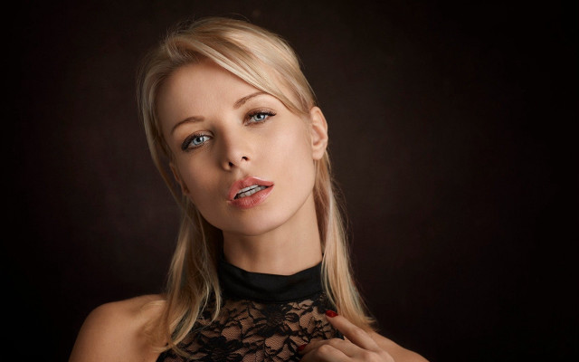 Woman red lips black background free wallpaper - medium preview image
