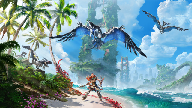 Woman beach bird fantasy art free wallpaper - medium preview image