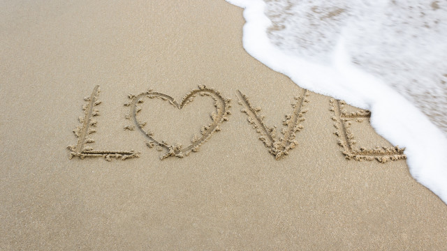 Heart love beach sand ocean free wallpaper - medium preview image