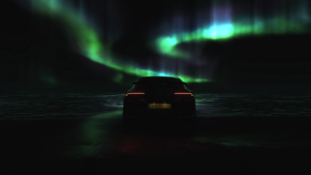 Car green aurora ocean futurism free wallpaper - medium preview image