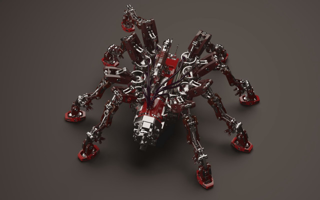Red silver spider metal body free wallpaper - medium preview image